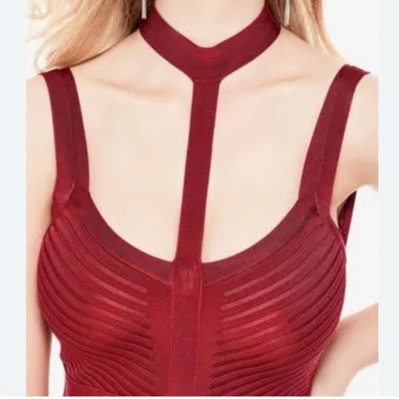 Guess Red Bodycon Midi Dress Mock Neck Sleeveless M - Picture 15 of 15